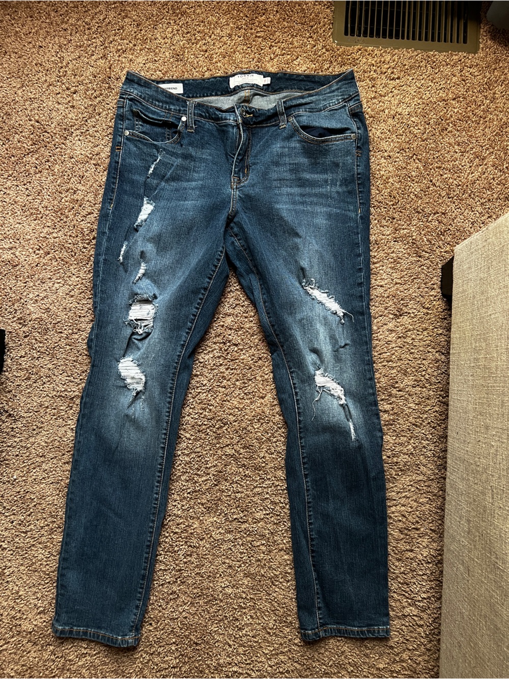 Distressed Dark Blue Women’s Jeans